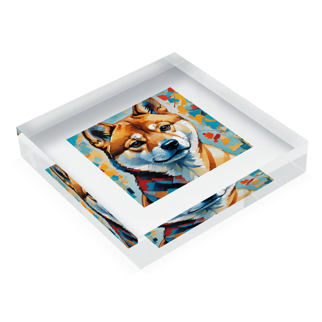 KAPPA TRAVEL GOの柴犬の幾何学 Acrylic Block :placed flat