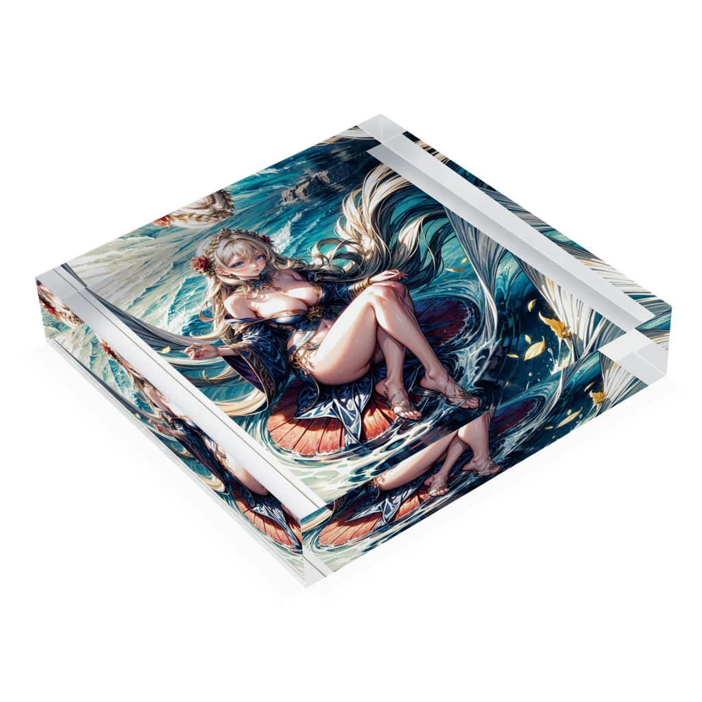 Anime_Ijindenの美と愛の女神アフロディーテ B〜Aphrodite B goddess of beauty and love〜 Acrylic Block :placed flat