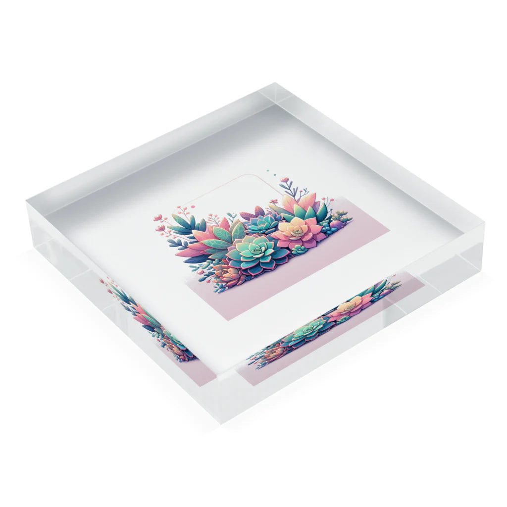 lil_tanikuの綺麗な多肉植物イラスト Acrylic Block :placed flat