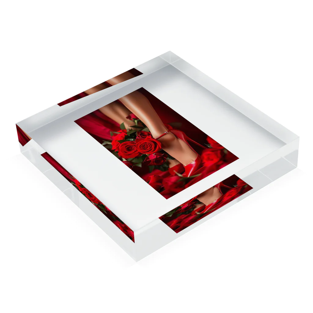 ニゴ猫　shopのred Rose heel  Acrylic Block :placed flat