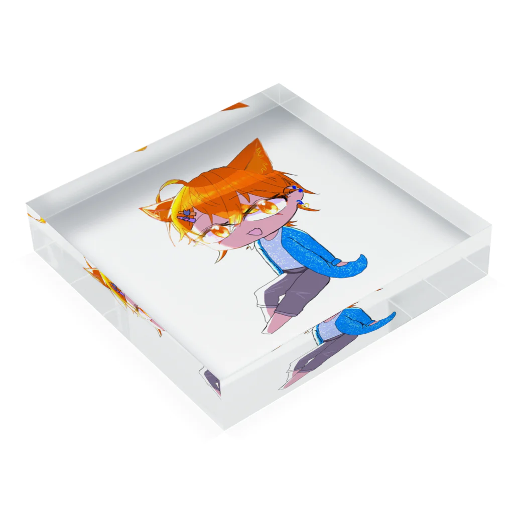 ゆきという人の気まぐれのオリキャラの猫島くん Acrylic Block :placed flat