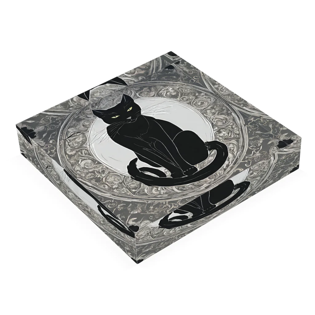 動物デザイングッズの黒猫 Acrylic Block :placed flat