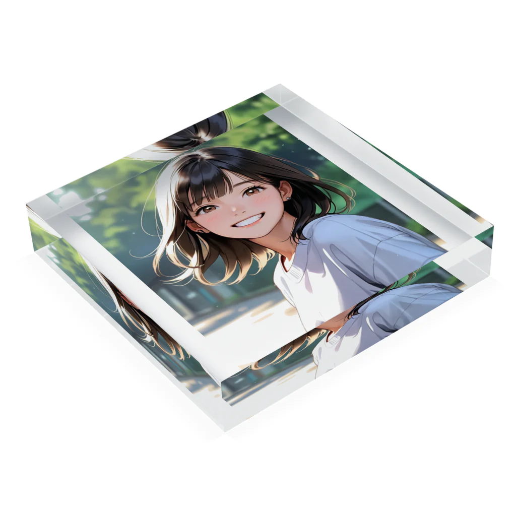 ZZRR12の元気をもらえる笑顔 Acrylic Block :placed flat