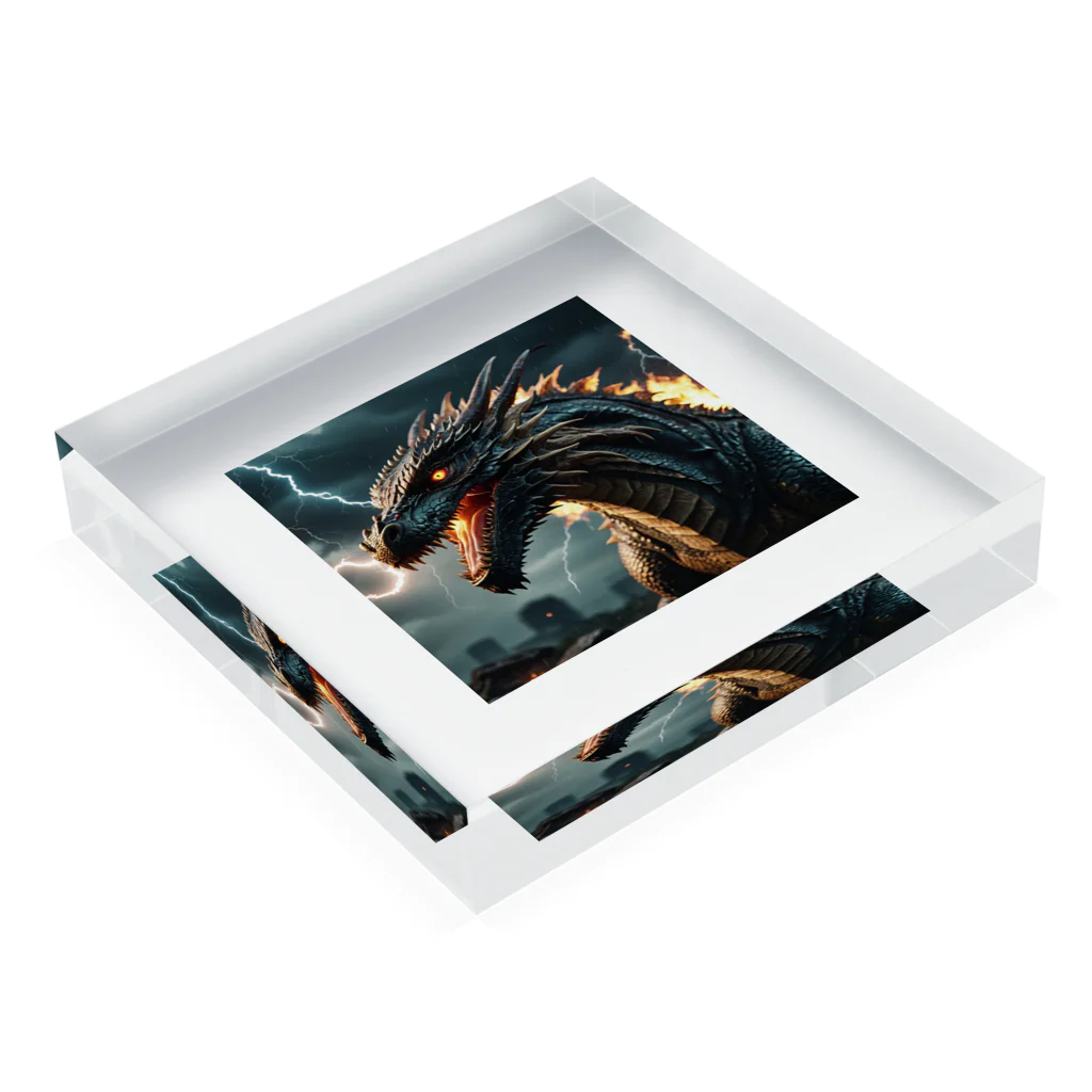 幻想都市の雷のドラゴン Acrylic Block :placed flat