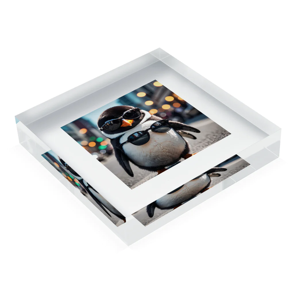 pen.のペンギンのカリスマ性を感じる写真！ Acrylic Block :placed flat