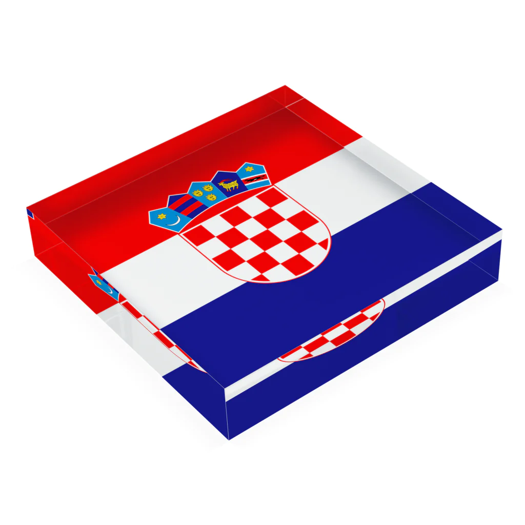 お絵かき屋さんのクロアチアの国旗 Acrylic Block :placed flat