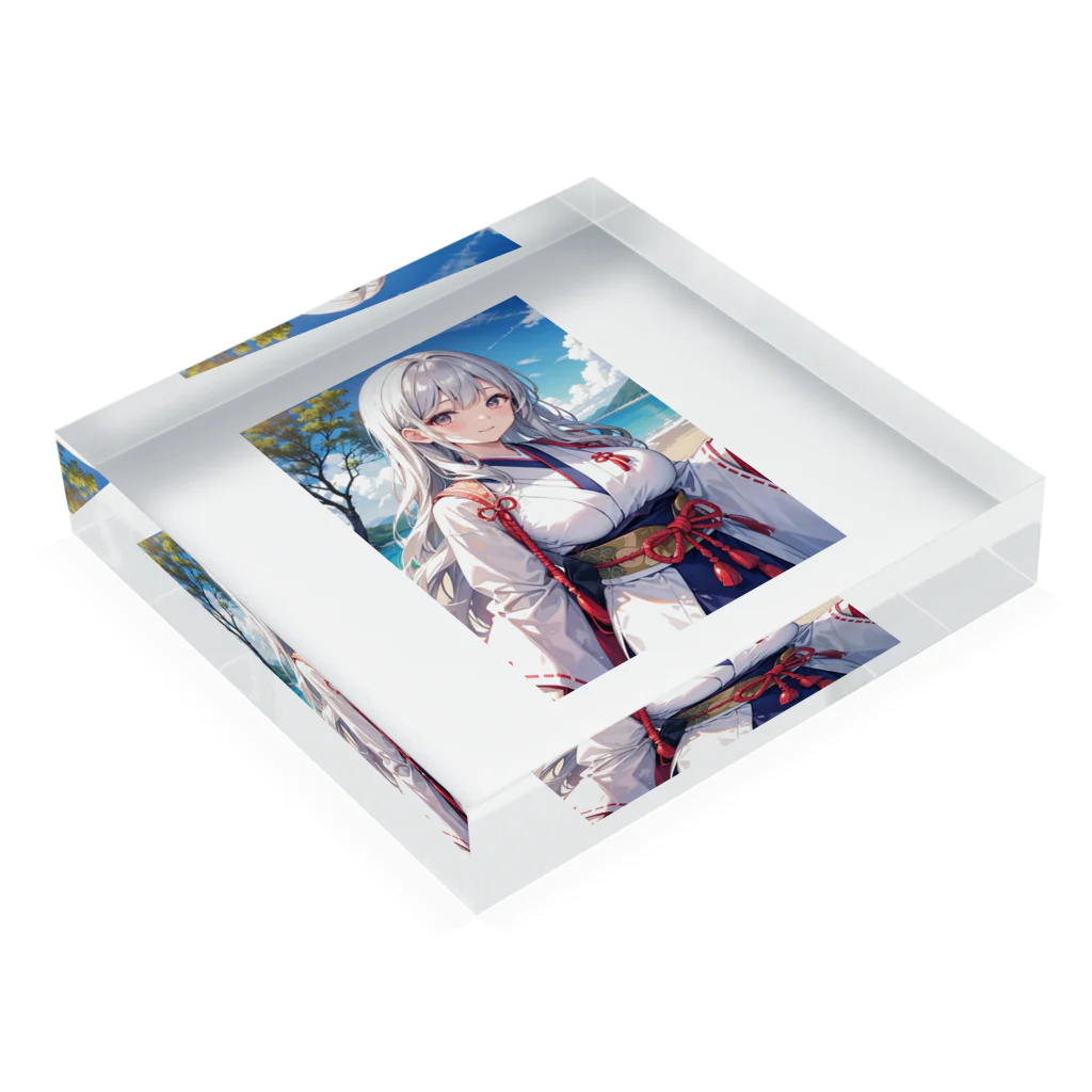 巫女スタぐらむの母性溢れる巫女 Acrylic Block :placed flat