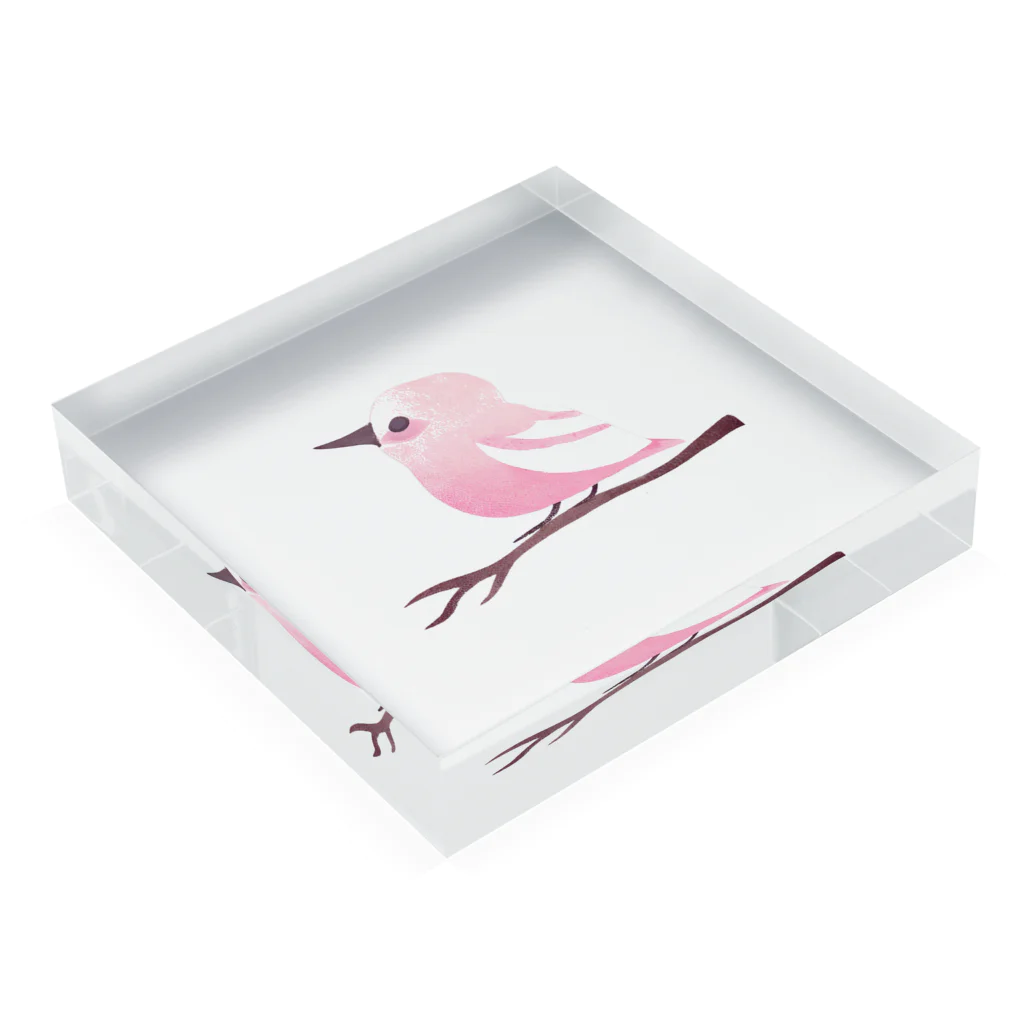 mikankanのピンクの小鳥ちゃん Acrylic Block :placed flat