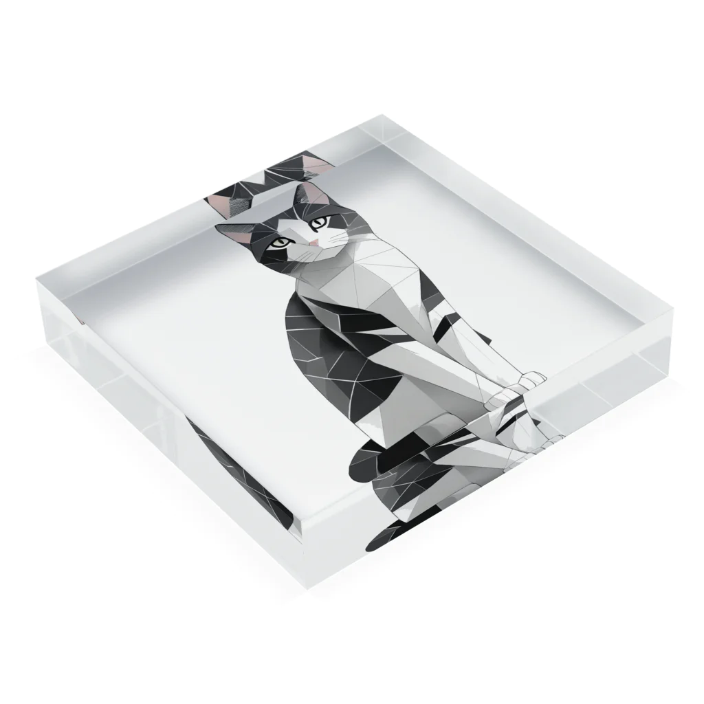 designinglab-itemsの日本の猫　ハチワレさん Acrylic Block :placed flat