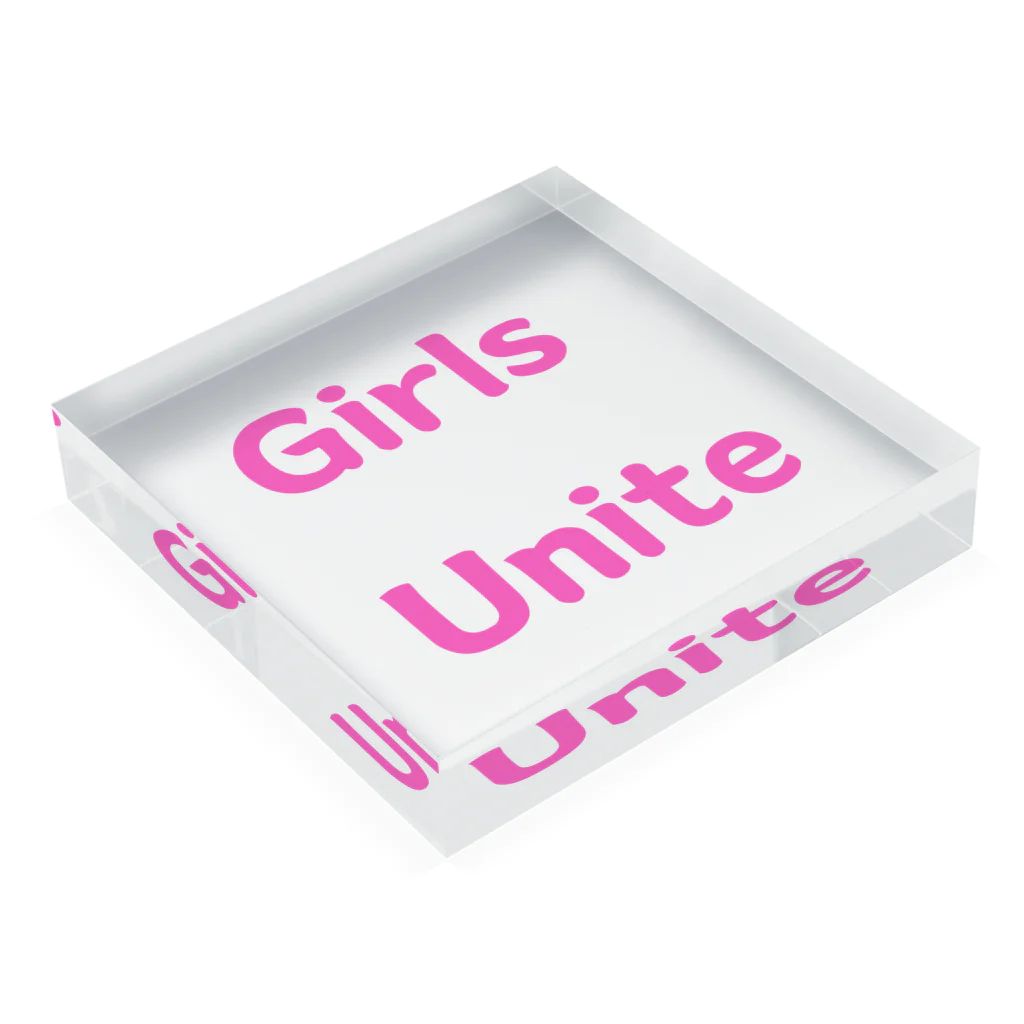 あい・まい・みぃのGirls Unite-女性たちが団結して力を合わせる言葉 Acrylic Block :placed flat