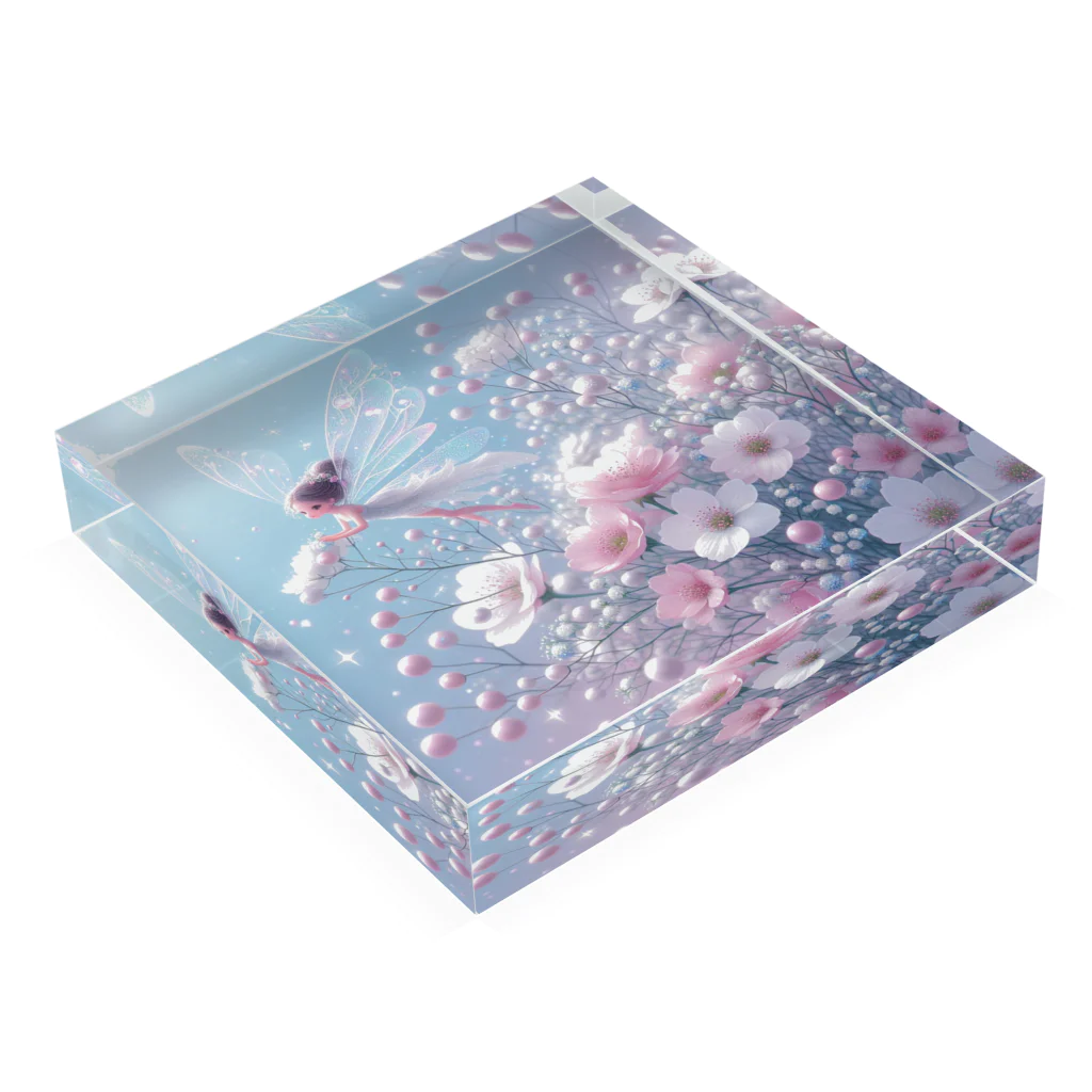 2024billionの花と宝石の妖精4月1 Acrylic Block :placed flat