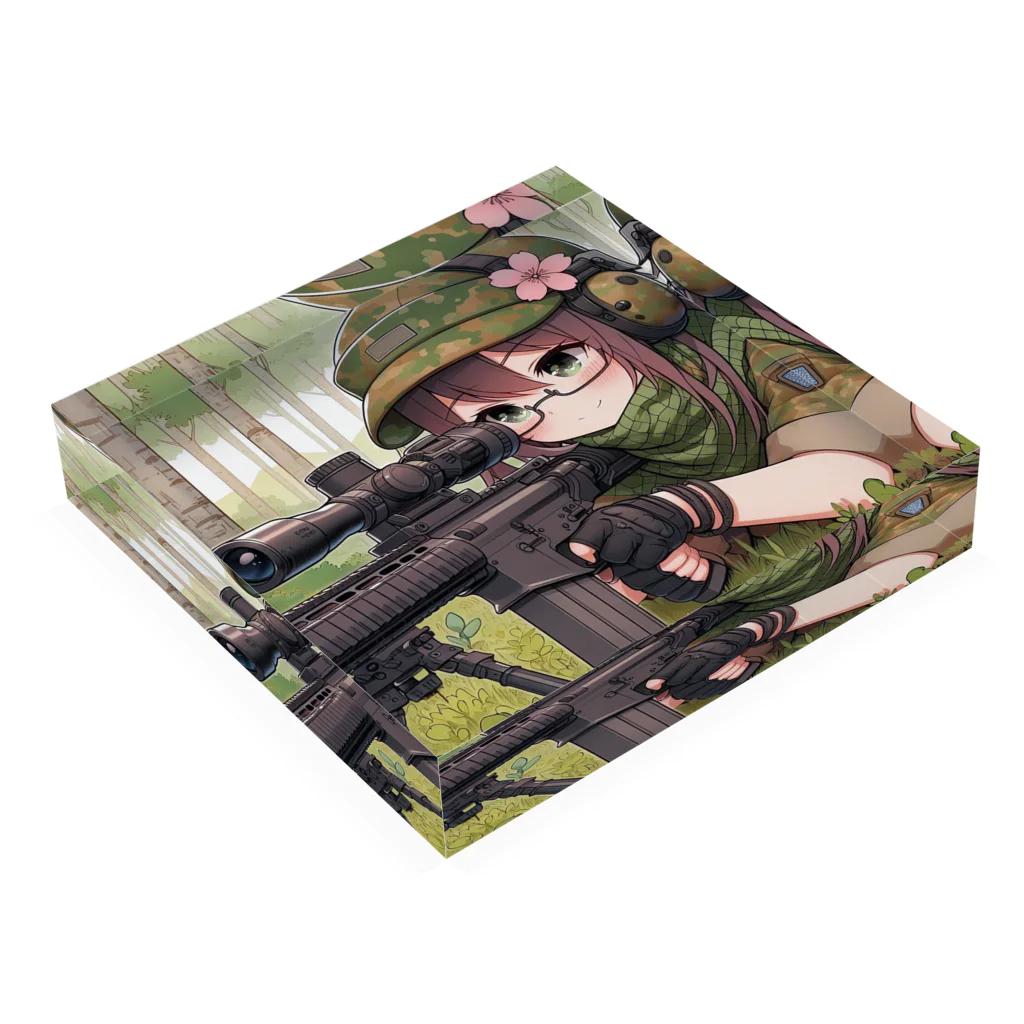 SWQAの可愛い女性スナイパー Acrylic Block :placed flat