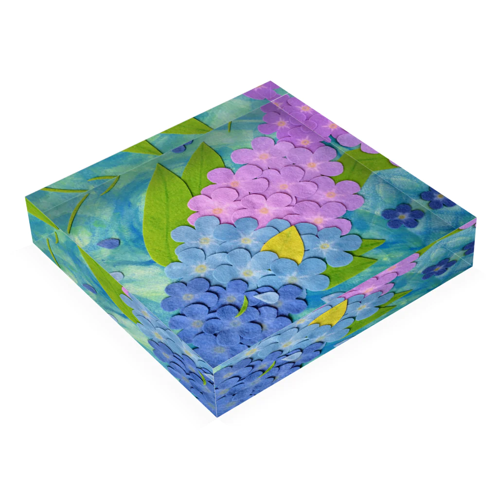 つぎの勿忘草　ワスレナグサ Acrylic Block :placed flat