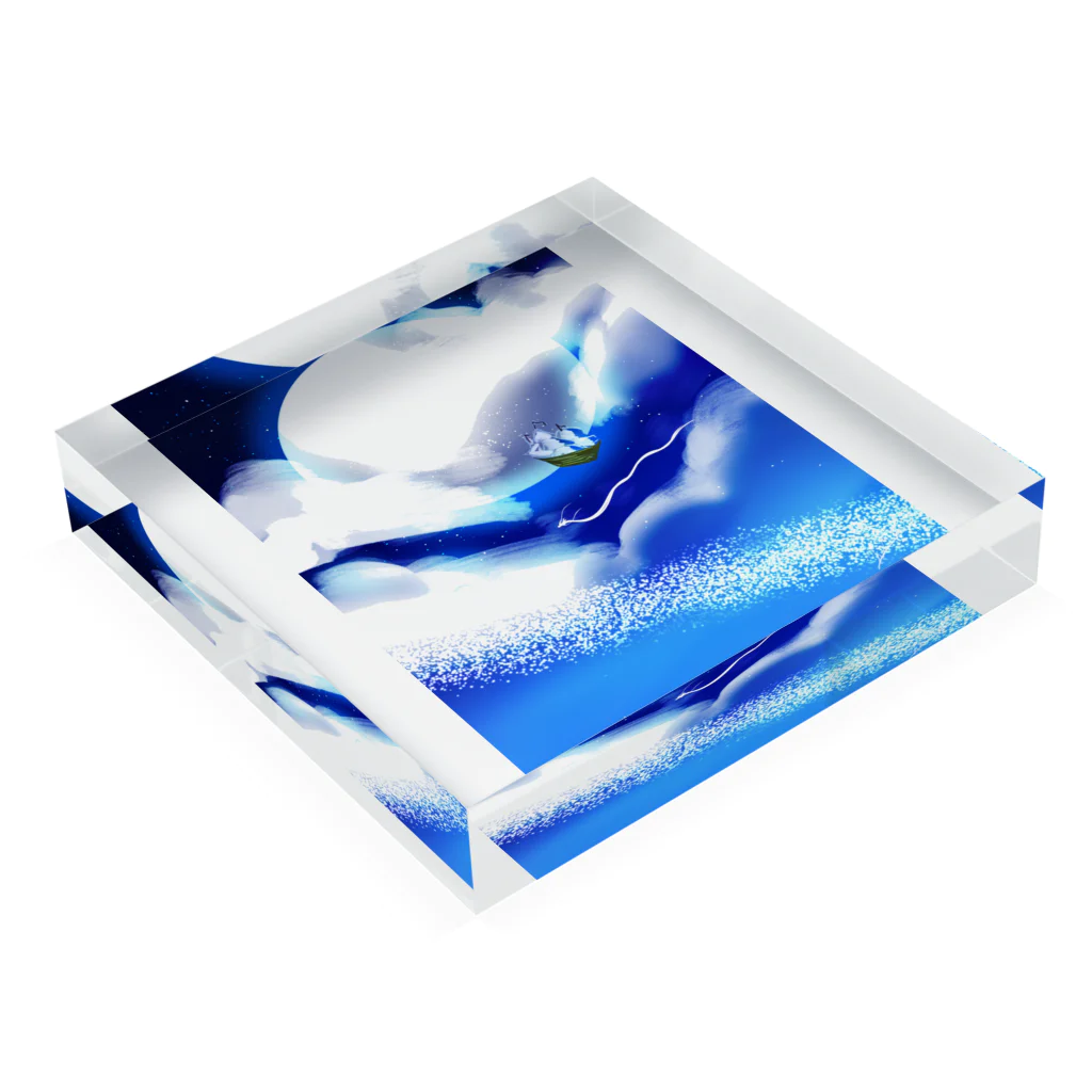 MONACAの夜空の旅行 Acrylic Block :placed flat