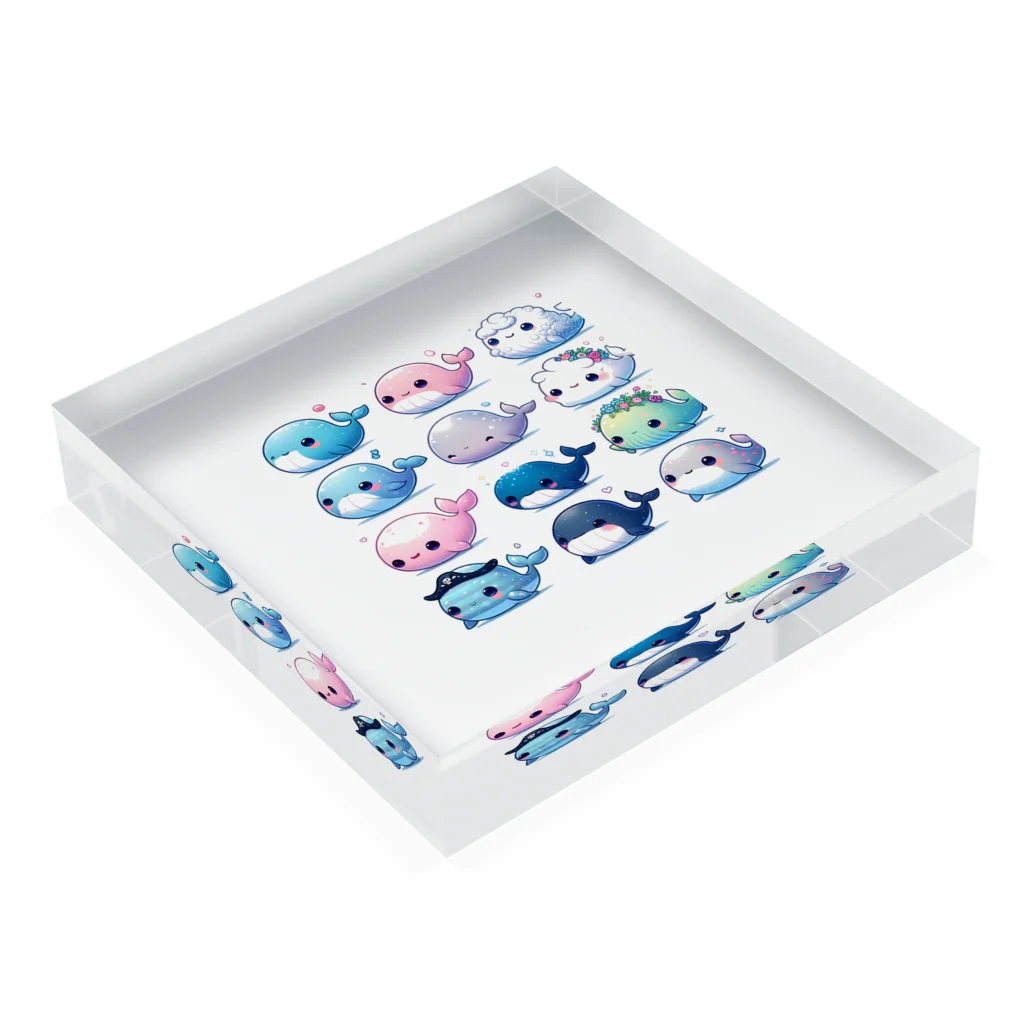 わくわく海の雑貨屋のにこにこクジラコレクション Acrylic Block :placed flat