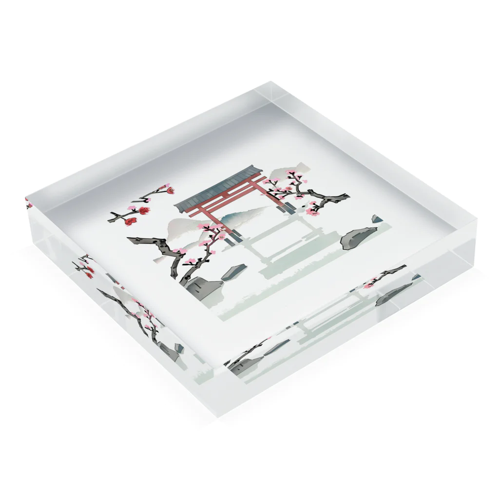 JoyfulMomentsCraftsの桜と鳥居　ー Cherry Blossoms and Torii ー Acrylic Block :placed flat