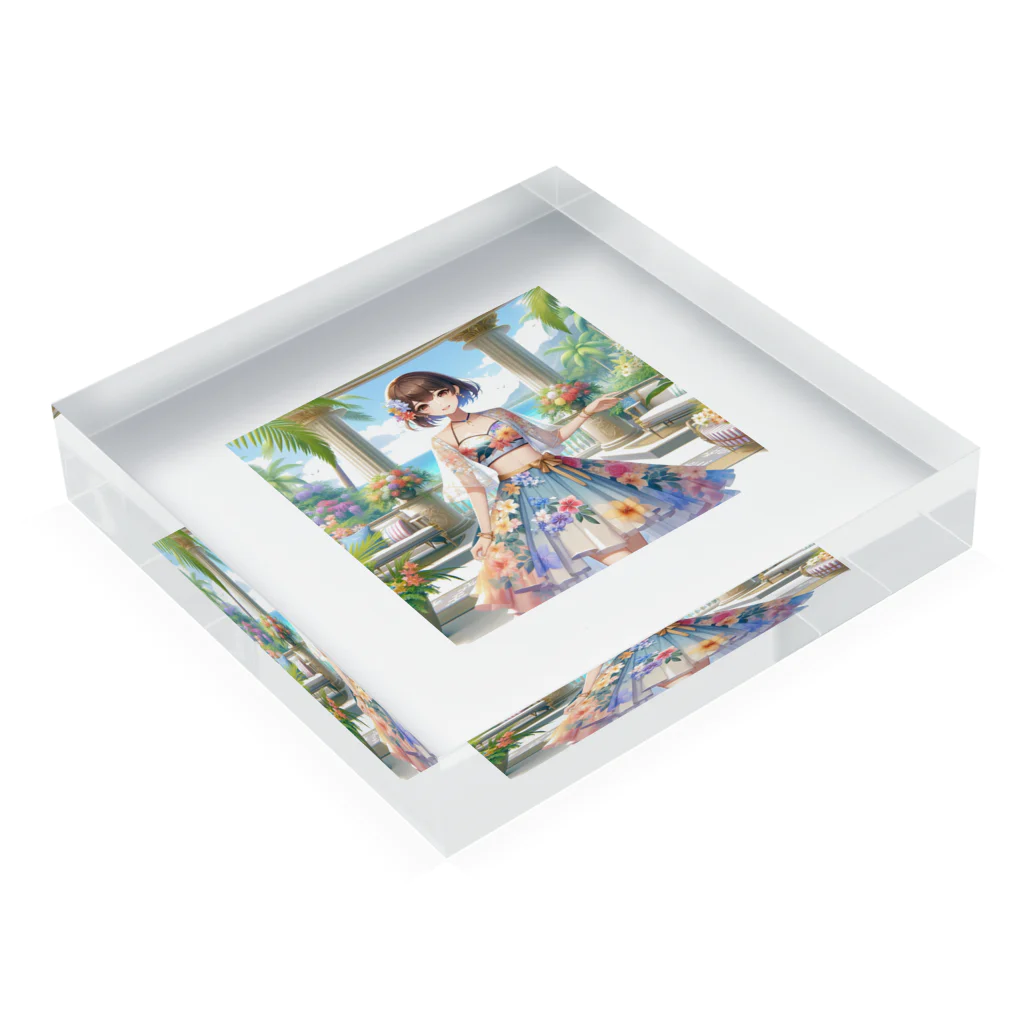 かるるんショップの夏と南国と休日と Acrylic Block :placed flat