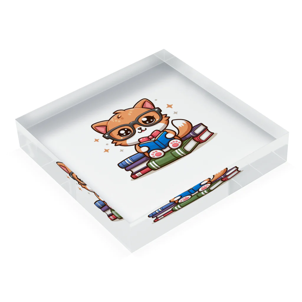 hikotakuの勉強猫 Acrylic Block :placed flat