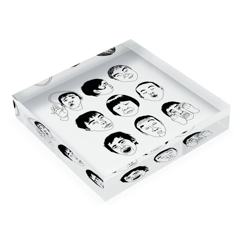 Drecome_DesignのFunny Face Acrylic Block :placed flat