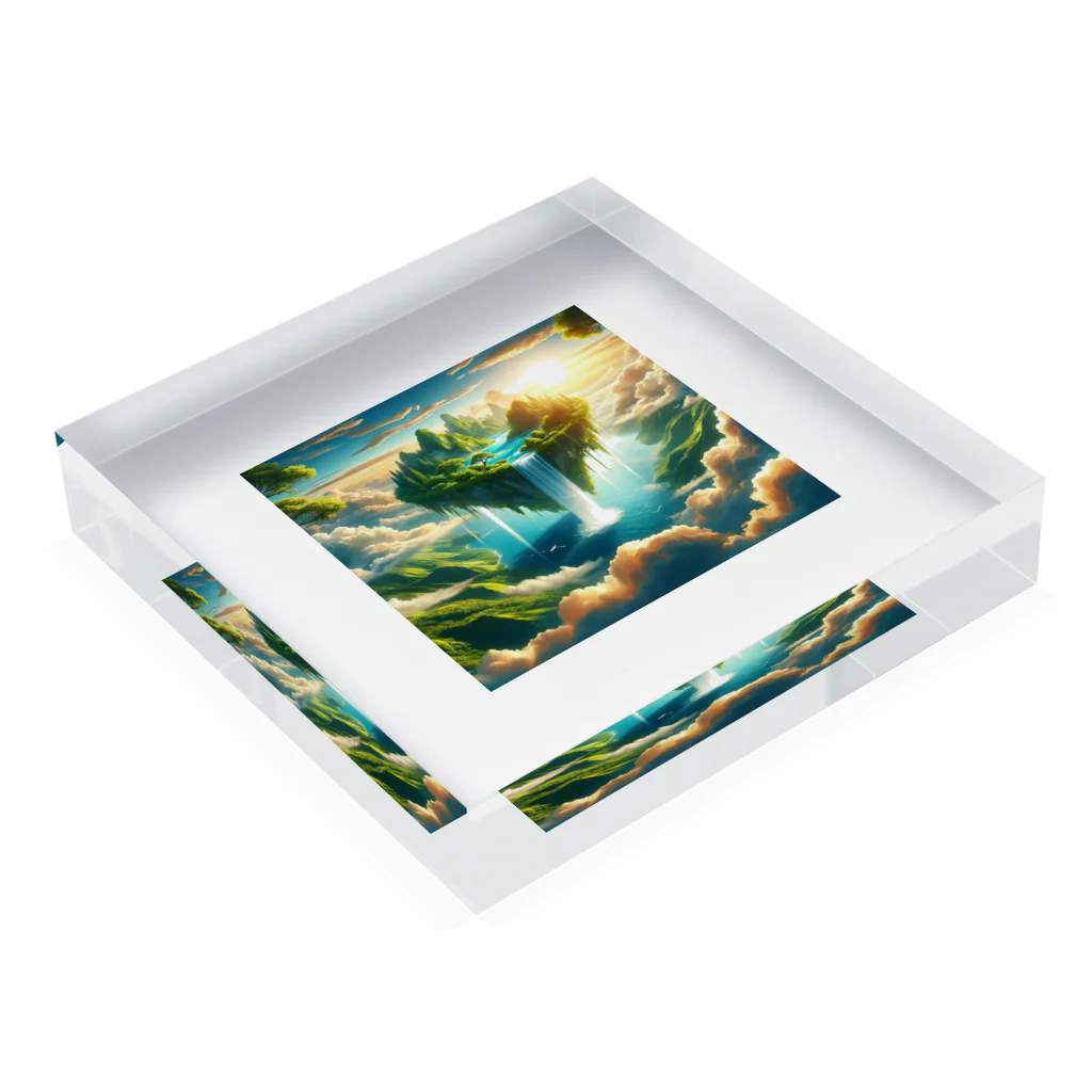 DQ9 TENSIの空高く浮かぶ伝説の島 Acrylic Block :placed flat