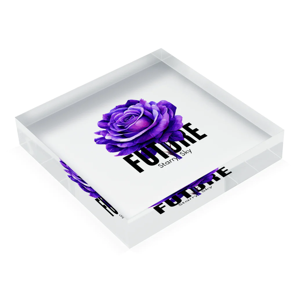 Future Starry Skyの紫色の薔薇 Acrylic Block :placed flat