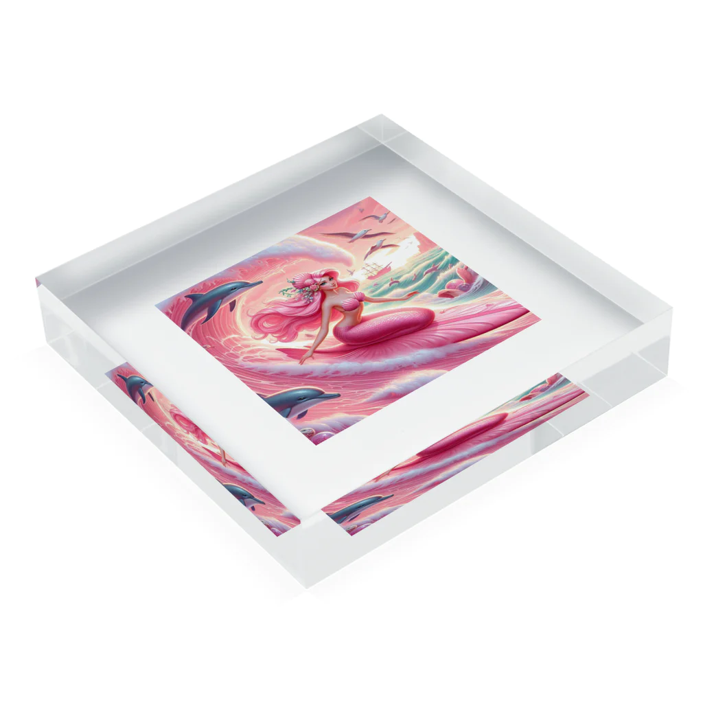 pinkgalmermaidのセクシーマーメイドサーフィン3 Acrylic Block :placed flat