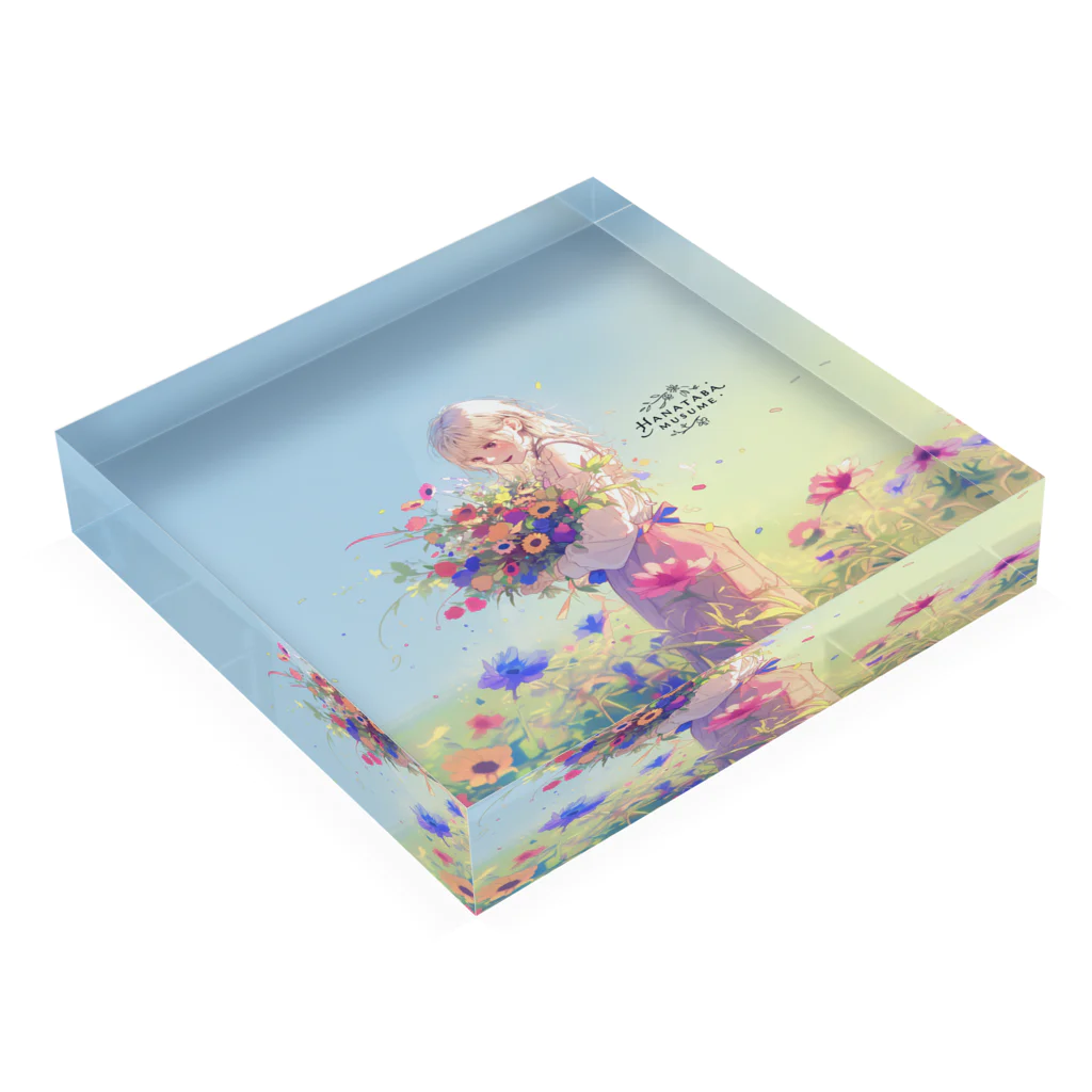 花束娘のMelody of Bouquets and Blue Sky Acrylic Block :placed flat