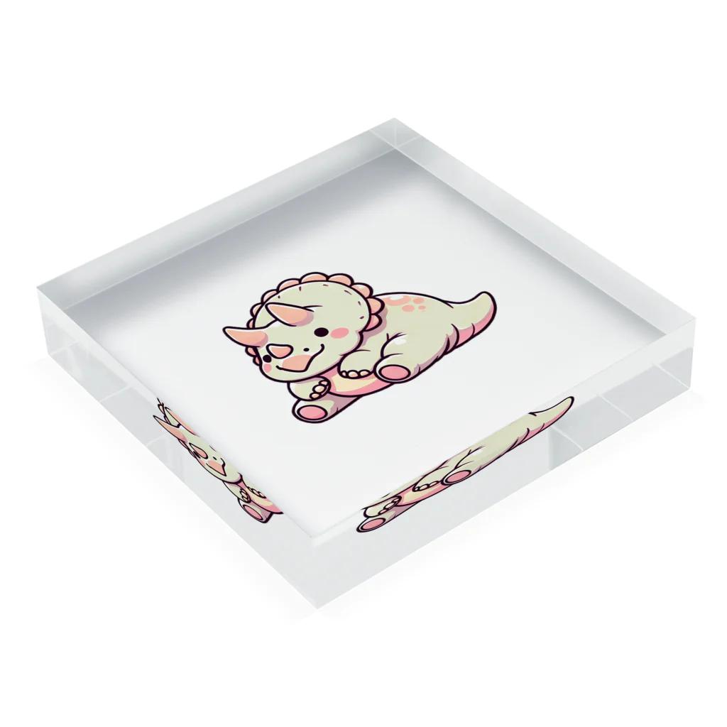 dinosaurtriviaのゆるトリケラ（カラー） Acrylic Block :placed flat