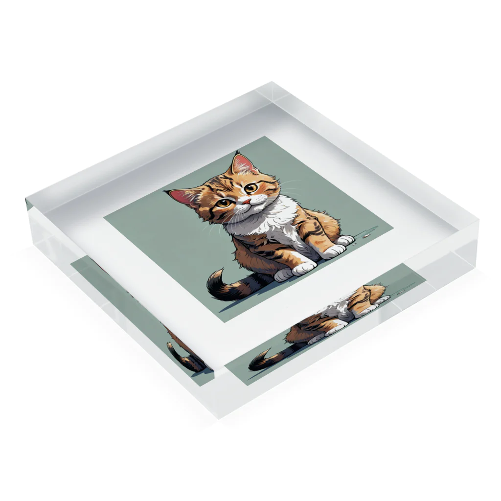 Taka Maker's のお座り子猫 Acrylic Block :placed flat