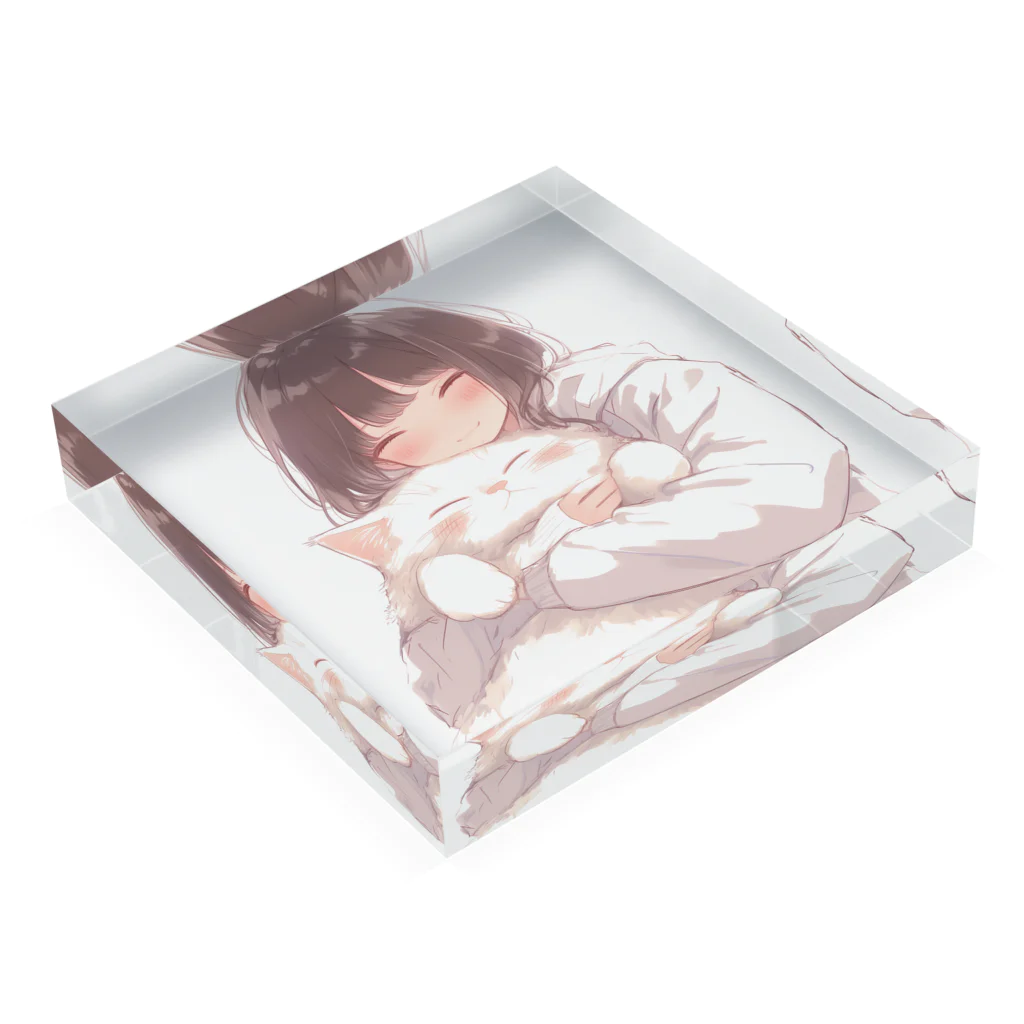 大切な君とのふとい猫 Acrylic Block :placed flat