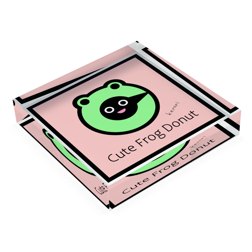 雑貨屋kerori(ザッカヤケロリ）のCute Frog Donut（キュートフロッグドーナツ） Acrylic Block :placed flat