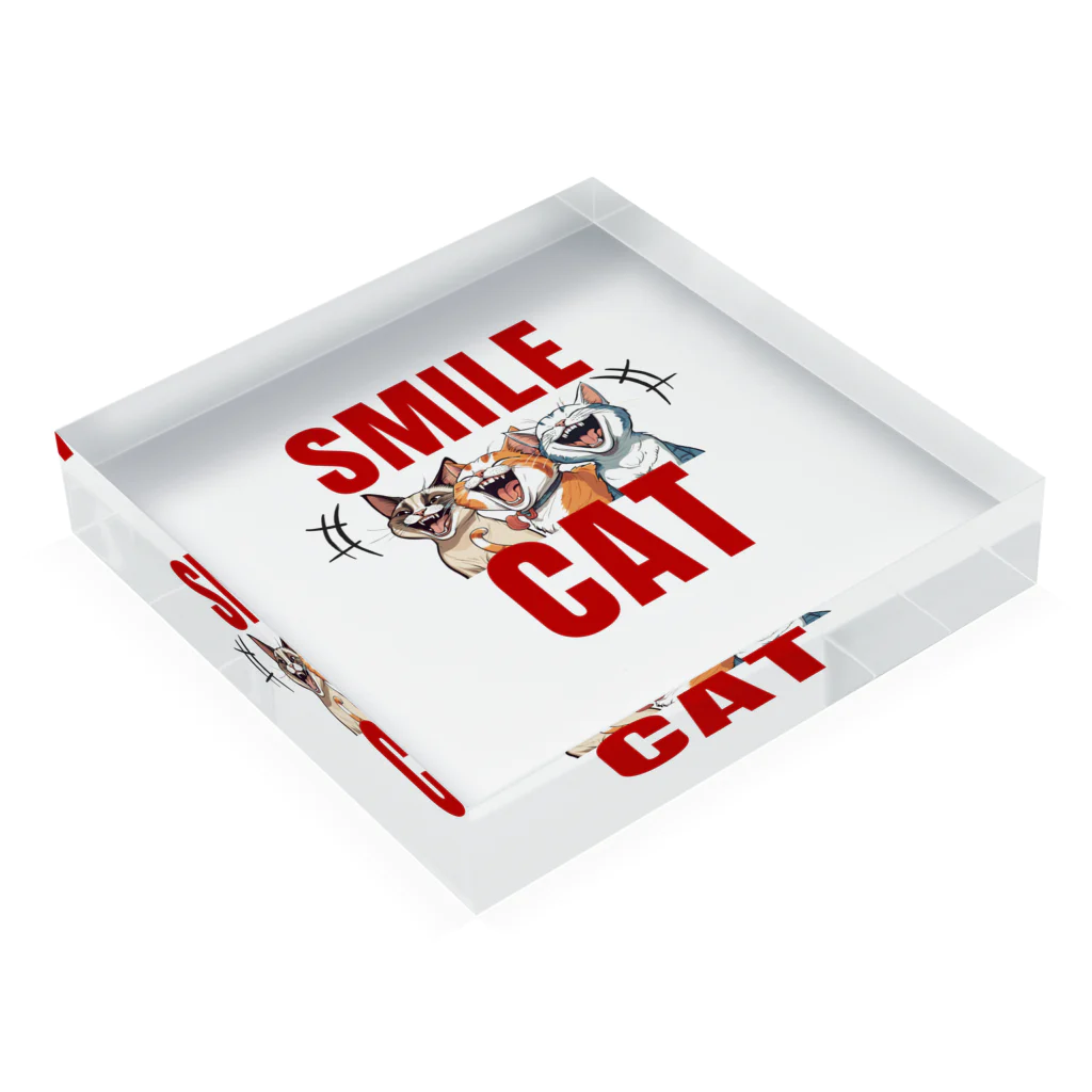 オトバシハウスのSMILE CAT アクリルブロックの平置き