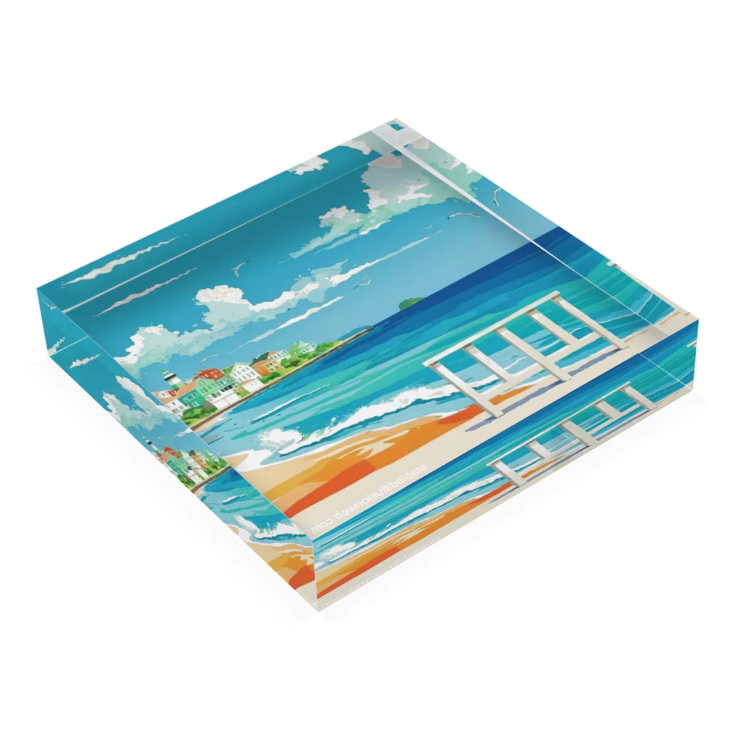 せつらデザイングッズの美しい海岸線 Acrylic Block :placed flat