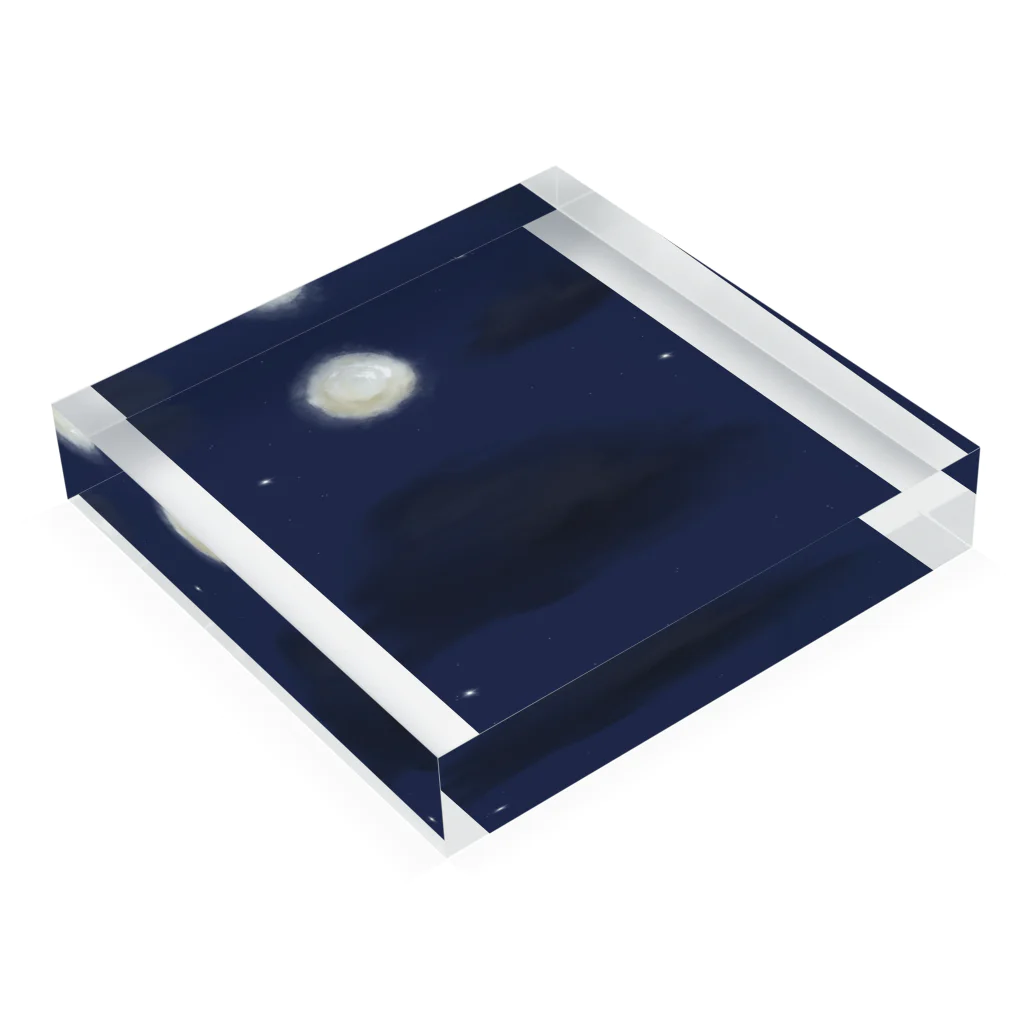 Hanabiのアトリエのある秋の月夜 Acrylic Block :placed flat