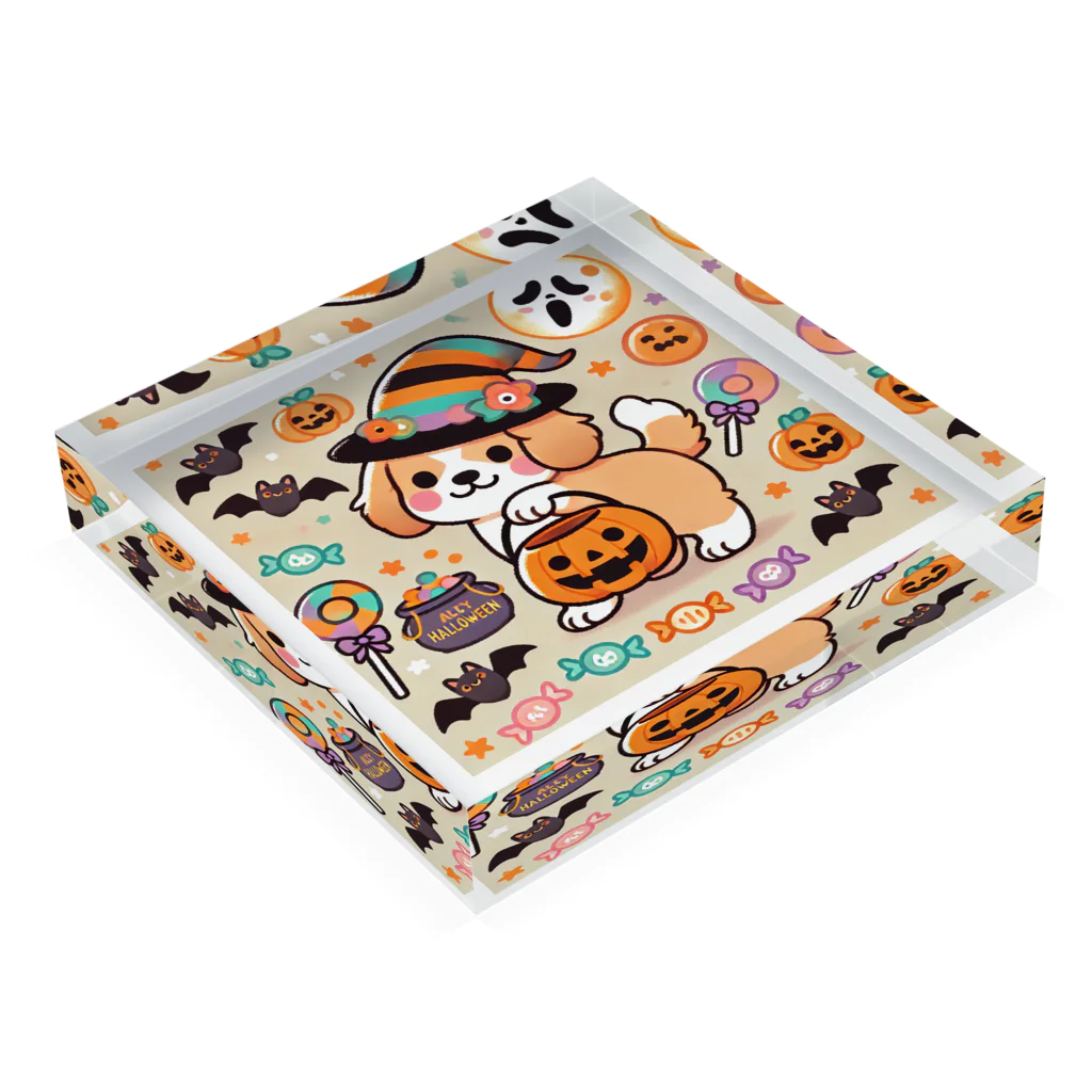 あとりえmignonのハロウィンドッグ Acrylic Block :placed flat