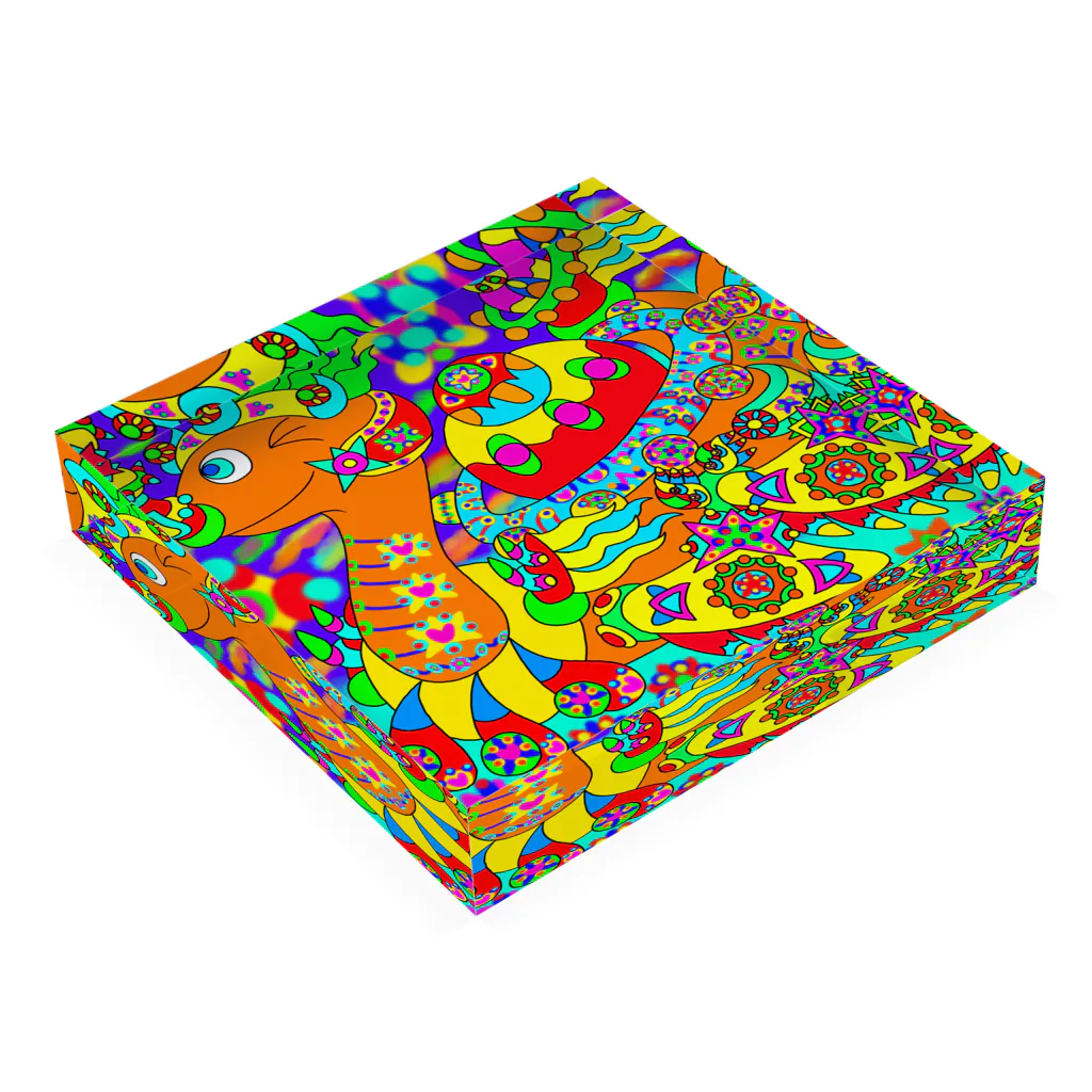 どりほぷの星を守る竜・首長竜タイプ Acrylic Block :placed flat