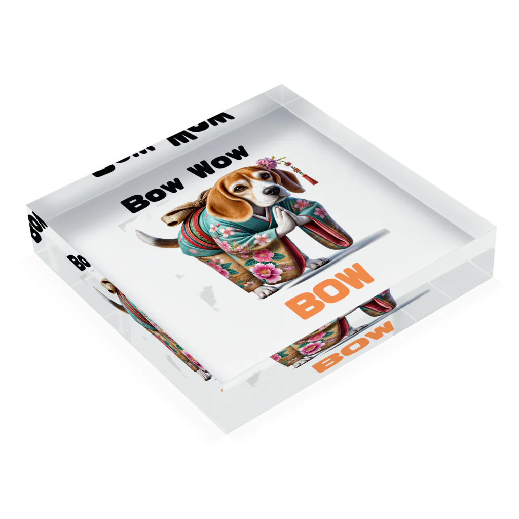 Bow-Wow-BOWのBow-Wow-BOW　ビーグル Acrylic Block :placed flat