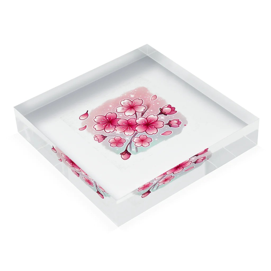 smile55の春の訪れと煌桜 Acrylic Block :placed flat