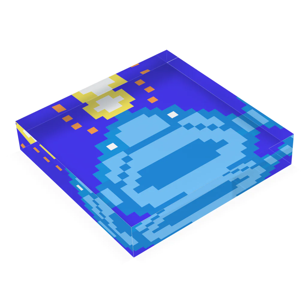 Get here ヒロケンのクエ＋あんこう（色付き）【ドット絵】 Acrylic Block :placed flat