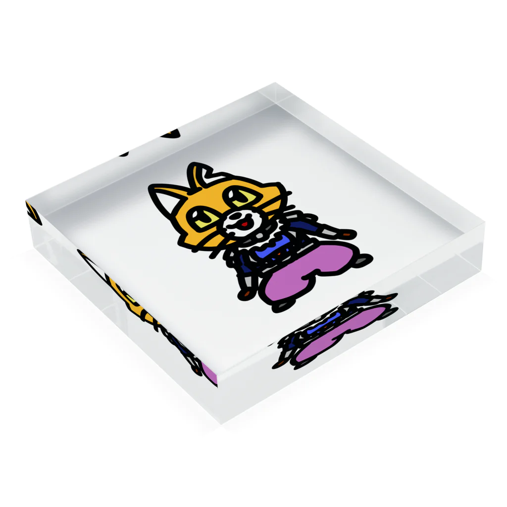 キャットＣのこうじょうけんがくのキャットＣ「棒立ち」 Acrylic Block :placed flat