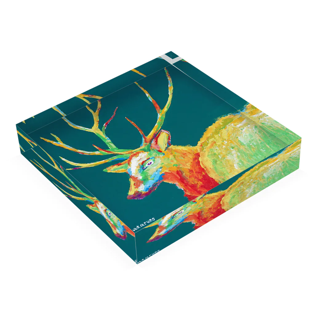 ataruno artのDeer 鹿 Acrylic Block :placed flat