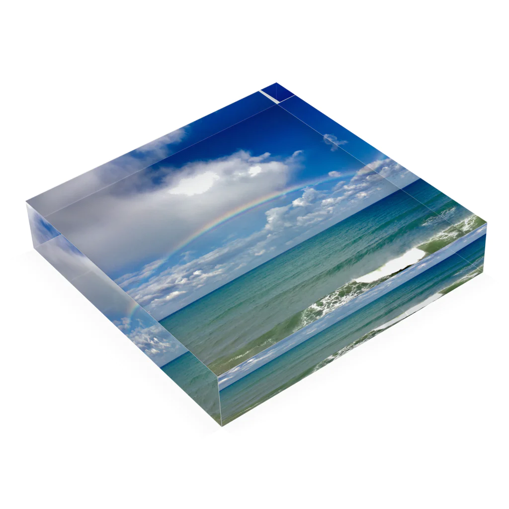 here,there,somewhere.のrainbow on the sea Acrylic Block :placed flat