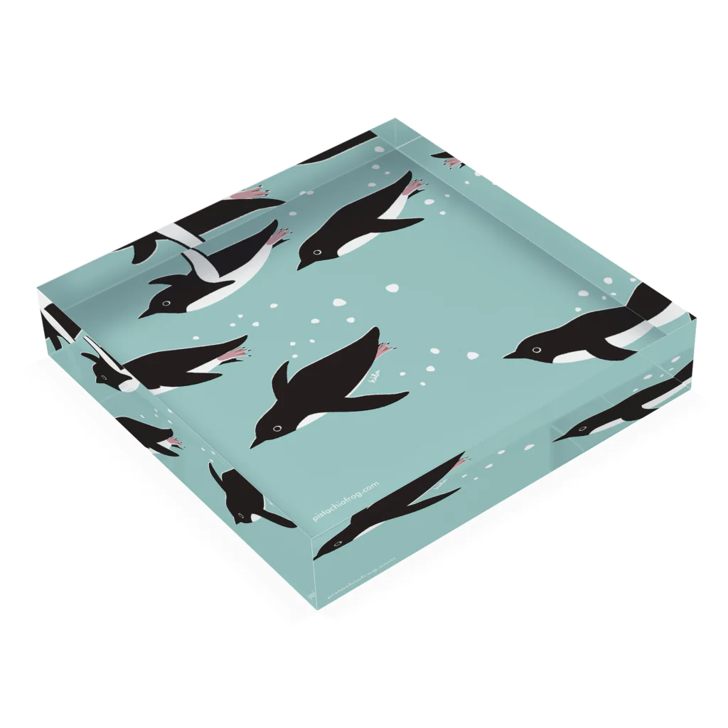 PistachioFrog@SUZURIのflying penguins Acrylic Block :placed flat