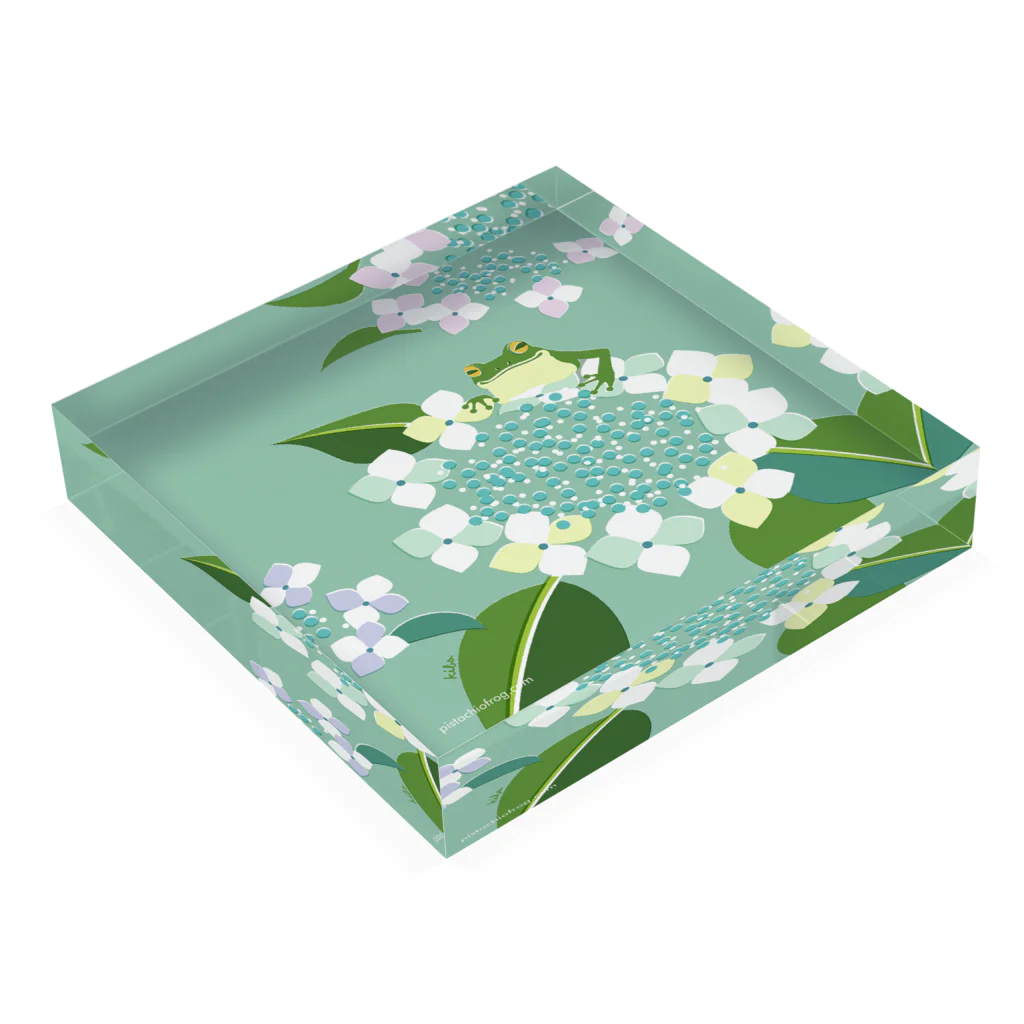 PistachioFrog@SUZURIのazisai frog Acrylic Block :placed flat