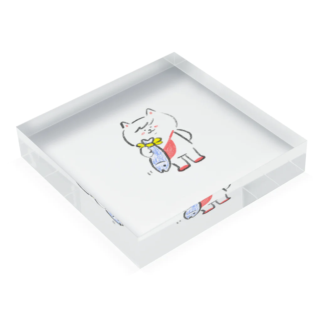 giant graphics（ジャイアントグラフィックス）のポシェットにゃんこ協会 おさかなギフト Acrylic Block :placed flat