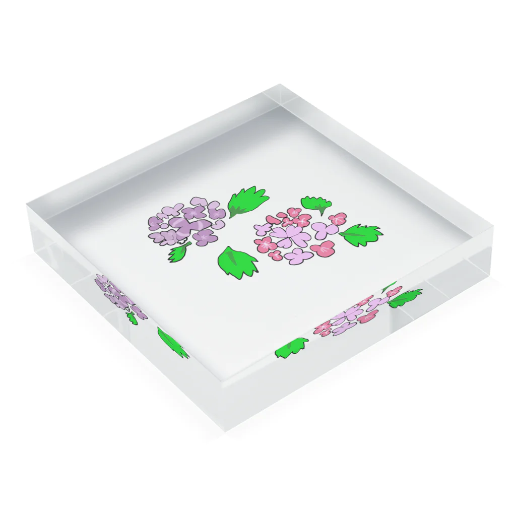 usagi-cuteの紫陽花 アクリルブロックの平置き