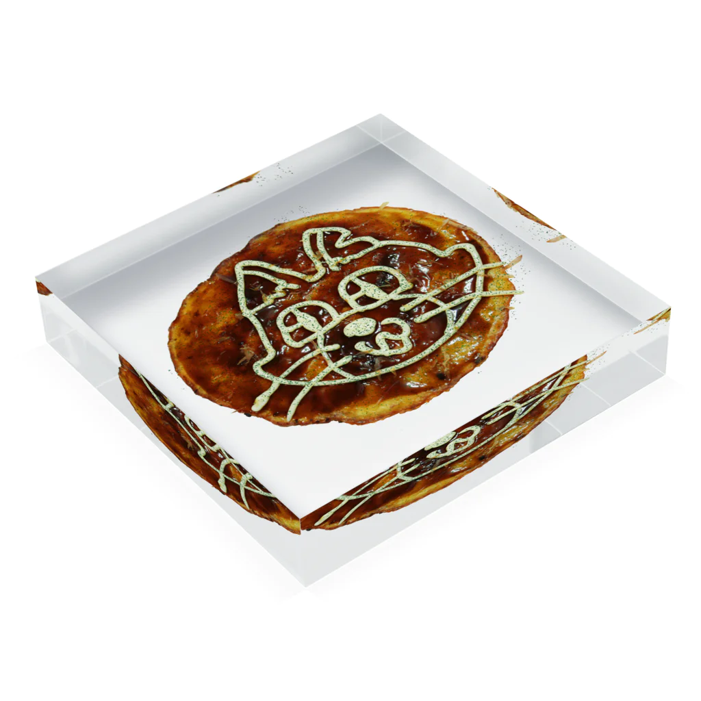 キャットＣのこうじょうけんがくのお好み焼きキャットCニャ！ Acrylic Block :placed flat