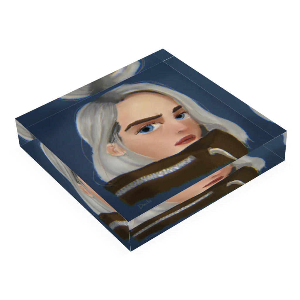 Daichi Sugimoto🦑3D ArtistのStylized Billie Eilish Portrait Acrylic Block :placed flat