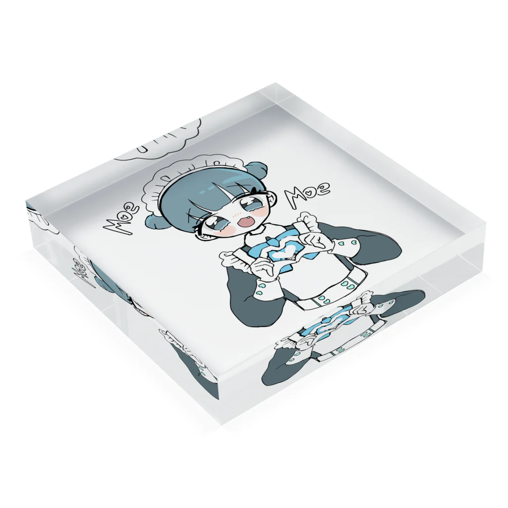 循環性飽食のお団子青メイドちゃん Acrylic Block :placed flat