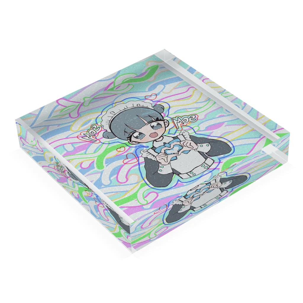 循環性飽食のお団子青メイドちゃん(カラフル) Acrylic Block :placed flat